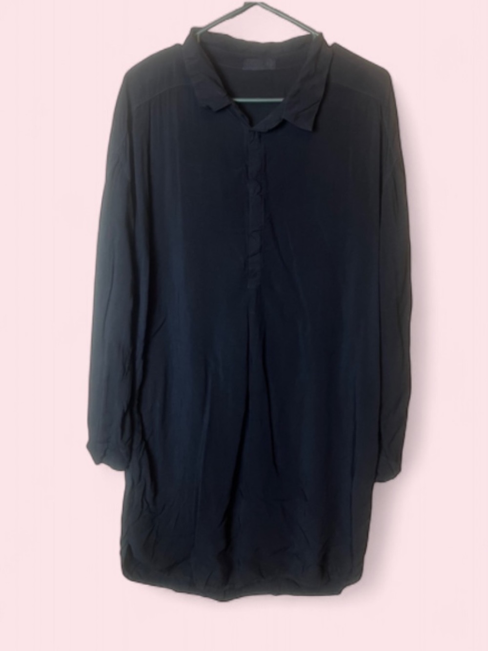 CP SHADES Black Button Down Mini Shirt Dress Size XS Long Sleeve
